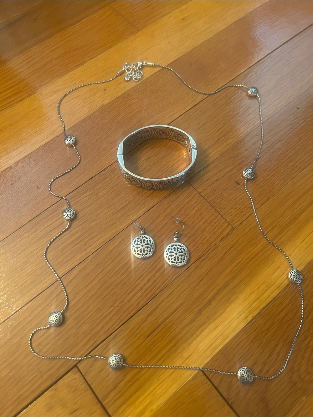 Brighton Silver Filigree Necklace, Bracelet & Earrings Set